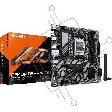 Материнская плата Gigabyte B840M D3HP WIFI6E, AM5, AMD B840, 4xDDR5, 4xSATA, 2xM.2, 1xPCIe 4.0 x16, 1xPCIe x1, 1xHDMI, 2xDP, 1x1Gb LAN, Wi-Fi 6E, Bluetooth 5.3, 1xUSB-C 5Gbps, 1xUSB-A 10Gbps, 3xUSB-A 5Gbps, 2xUSB-A 2.0, 1xPS/2, 3x3.5 мм, 7.1, mATX