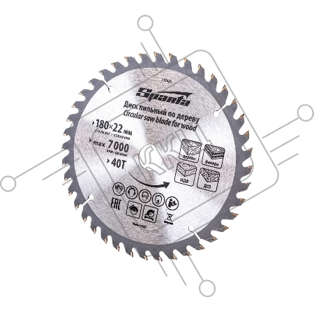 Пильный диск по дереву, ф180 х 22 мм, 40 зубьев// Sparta