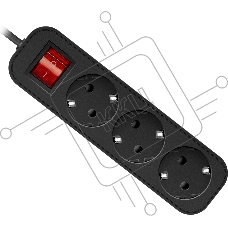 Удлинитель Defender с заземлением G330 Выключатель, 3.0 м, 3 розетки