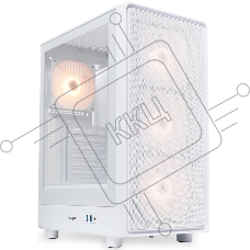 Компьютерный корпус HSPD M510, Mesh Mid Tower, белый, TG, 0.5 SPCC, 4x120мм ARGB ATX, mATX, mITX 180/280/160мм 1x2.5