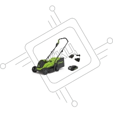 Газонокосилка аккумуляторная GreenWorks GD24LM33k4, 24v, 33 см, 1хАКБ 4Ач и ЗУ (2516107UB)