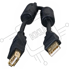 Кабель 5bites Проф. Кабель 5bites UC5011-018A USB2.0, AM/AF, зол.разъемы, ферр.кольца, 1.8м., черный