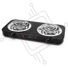 Плита настольная электрическая Centek CT-1509 черный, 2 кВт, ТЭН, конфорки - 2, эмаль, поворотные переключатели
