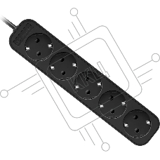 Удлинитель Defender с заземлением M518 1.8 м, 5 розеток, черный