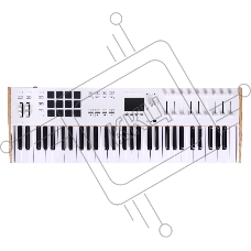 Клавиатура MIDI [231631] Arturia [KeyLAB 61 MK3 White] 61 клавиша, полувзвешенная механика, дисплей, 12 пэдов, 9 фейдеров, 9 поворотных регуляторов, 3 входа для подключения педалей, MIDI in/out, USB-C