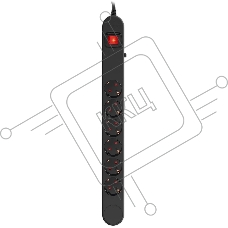 Сетевой фильтр Ippon NF-EU-1.8-10 1.8м (6 розеток) черный (коробка)
