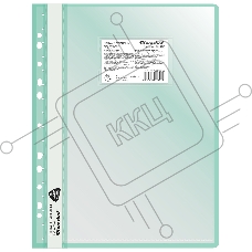 Папка-скоросшиватель Silwerhof 255123-04 A4, прозрачный верхний лист, 30 вкладышей, боковая перфорация, полипропилен зеленый