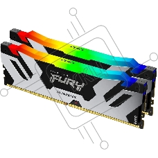 Оперативная память Kingston Fury Renegade, DDR5, 64GB (2x32 GB), 6400 MHz, CL32, DIMM, радиатор, RGB, серебристый/чёрный
