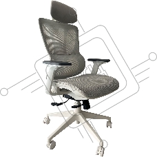 Кресло компьютерное Cactus CS-CHR-MC02GY серый, сетка, эко.кожа, с подголов. крестов. пластик белый Кресло компьютерное Cactus CS-CHR-MC02GY серый, сетка, эко.кожа, с подголов. крестов. пластик белый