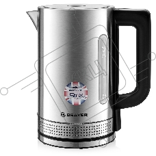 Чайник электрический BRAYER BR1060 2200 Вт, 1,7 л, стальной/черный