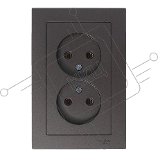 Розетка 2-м AtlasDesign без заземл. 16А в сборе мокко SchE ATN000620