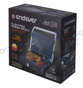 Электрический пресс-гриль ENDEVER Grillmaster 225, серебристый/черный, 2300 Вт, терморегулятор, размер пов-ти 28х17 см, 2 шт/уп