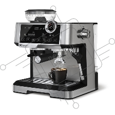 Кофеварка рожковая BQ CM5002 серебристый/чёрный, исп. кофе - зерновой/молотый, 2,8 л, 2400 Вт, 19 бар