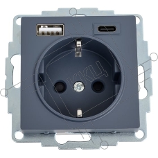 Розетка SE AtlasDesign 16А с USB A+C (5В/2,4А/3 А, 2х5В/1,5А), мех, грифель