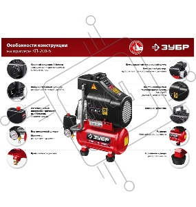 Компрессор Зубр воздушный безмасляный с набором аксессуаров, 200 л/мин, 6 л, 1500 Вт, КП-200-6 Н6