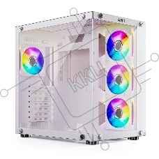 Компьютерный корпус ABR Sea View White (1*USB Type-C, 2*USB 2.0, HD Audio, 4xRGB Fan, ATX, Micro-ATX)
