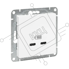 Розетка 2-м СП Эпика USB-C механизм бел. EKF UP1-SOW-2USBC