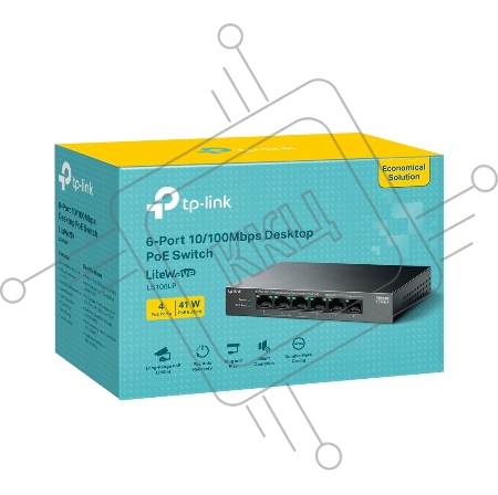 Настольный коммутатор TP-Link LS106LP с 6 портами 10/100 Мбит/с (4 порта PoE)