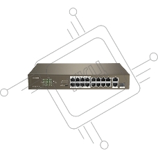 Коммутатор Tenda F1118P-16-150W, 16×100 Мбит/с PoE + 2×1 Гбит/с + 1×1 Гбит/с SFP (combo), неуправляемый