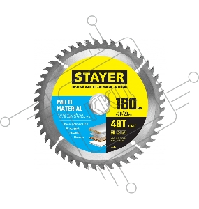 Диск пильный по алюминию, супер чистый рез STAYER MULTI MATERIAL 180 x 30/20мм 48T,