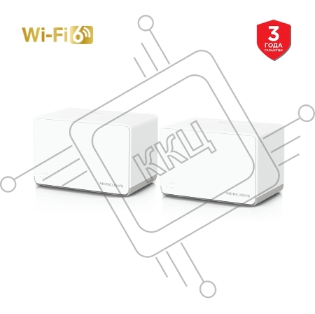Домашняя Mesh Wi‑Fi система AX1800 Whole Home Mesh Wi-Fi 6 SystemSPEED: 574 Mbps at 2.4 GHz + 1201 Mbps at 5 GHzSPEC: Internal Antennas, 3× Gigabit Ports per Unit (WAN/LAN auto-sensing), 1024-QAM, OFDMAFEATURE: MERCUSYS APP, Router/AP Mode, One Unified Ne