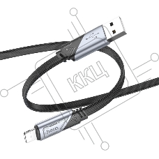Кабель Hoco U119 Machine iP USB (m)-Lightning (m) 1.2м черный плоский коробка