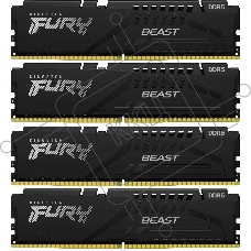 Оперативная память Kingston Fury Beast, DDR5, 128GB (4x32GB), 5200MHz, CL40, DIMM, радиатор, чёрный