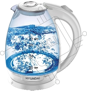 Чайник электрический Hyundai HYK-G2409 1.7л. 2200Вт белый/серебристый (корпус: стекло)