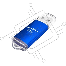 Флеш диск Maxvi MP 32GB USB 2.0 blue, монолит с колпачком, металл + ABS пластик