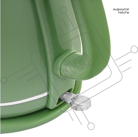 Чайник электрический GALAXY LINE GL 0331, зеленый, пластик, двойная стенка из нержавеющей стали AISI 304 и пищевого пластика, 2200 Вт, 1,8 л, индикатор работы