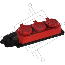 Колодка каучуковая 3-м с заземл. 16А IP44 красн. ЭРА Б0044552