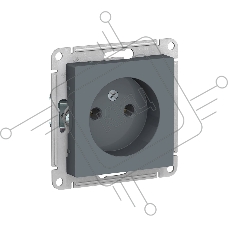 Механизм розетки 1-м СП AtlasDesign 16А IP20 без заземл. грифель