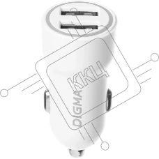 Автомобильное зар./устр. Digma DGC1С 12W 2.4A 2xUSB белый (DGC1C2LX22WH)