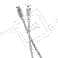 Кабель OLMIO PD100, Type-C - Type-C, PD 100W, USB2.0, 1.2м, тканевая оплетка, белый
