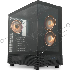 Компьютерный корпус HSPD F710, Panoramic Mid Tower, черный, TG, 0.5 SPCC, 3x120мм ARGB E-ATX, ATX, mATX, mITX 185/395/270мм 2x2.5