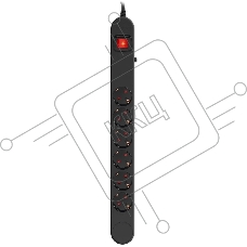 Сетевой фильтр Ippon NF-EU-1.8-16 1.8 м, 6 розеток, черный, коробка