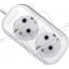 Удлинитель с заземлением Defender R320 16 А, 2 роз х5м, белый
