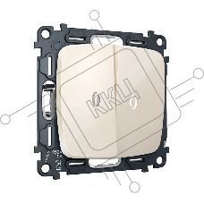 MO304055 Комплект механизма 2-кл выключателя с самовозвратом с подсветкой 5600K OMEGA Бежевый глянец QUANT (OP3040, VM129, G14W)