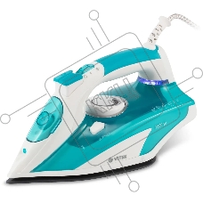 Утюг Vitek VT-8355 (MC) белый/бирюзовый 1. Максимальная мощность 2600 Вт  2. Керамическая подошва  3. Емкость для воды 400 мл