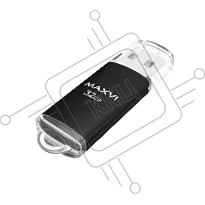 Флеш диск Maxvi MP 32GB USB 2.0 black, монолит с колпачком, металл + ABS пластик