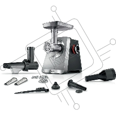 Мясорубка электрическая Bosch Series 8 MFWS835M черный, 2500 Вт, 4.5 кг/мин, реверс, защита от перегрузки, металлический лоток, насадки - 6