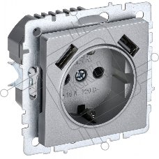 Розетка 1-местная IEK BRITE РЮш10-1-БрА ( BR-R14-16-U21-D21-K47) с заземлением, с защитными шторками, 16А, с USB A+A 5В 2,1А, алюминий