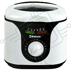 Фритюрница Sakura SA-7669BK белый/черный, 1300 Вт, 2.0 л, 1.0 кг, антипригарное покрытие, съёмная чаша