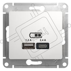 Розетка USB Schneider Electric Glossa GSL000139 скрыт. IP20 белый (упак.:1шт)