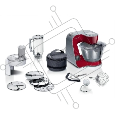 Кухонная машина Bosch MUM5X720 планетар.вращ. 1000Вт красный/серый