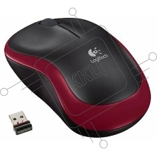 Мышь беспроводная Logitech M186 черный/красный, 1000 dpi, радиоканал, USB, кнопки - 3