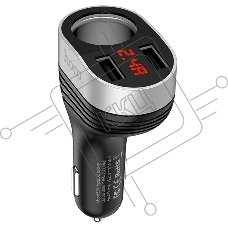 Автомобильная зарядка HOCO Z29 Regal, 2xUSB + прикуриватель, 3.1A, 96W, черный