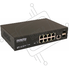 Коммутатор OSNOVO SW-80802/L(150W), 8×1 Гбит/с PoE + 2×1 Гбит/с SFP, управляемый