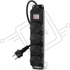 Сетевой фильтр Buro 400MDP-3-B 3 м, 4 розетки, черный, коробка