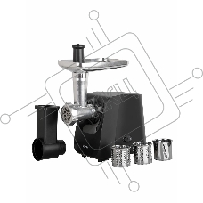 Мясорубка электрическая Endever Sigma-116 черный, 2600 Вт, 2.0 кг/мин, реверс, защита от перегрузки, металлический лоток, насадки - 5